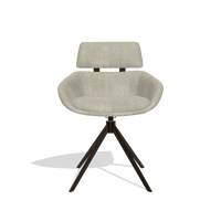 Dining Chair Cyril 6609 in Niagara 903 fabric (greige), espresso swivel base, front view