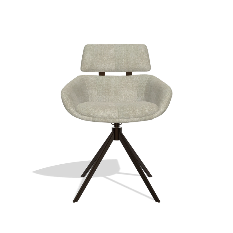 Dining Chair Cyril 6609 in Niagara 903 fabric (greige), espresso swivel base, front view