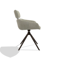 Dining Chair Cyril 6609 in Niagara 903 fabric (greige), espresso swivel base, side view