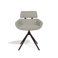 Silla de comedor Cyril 6609 en tela Rhythm 01 (verde salvia), base giratoria en espresso, vista frontal