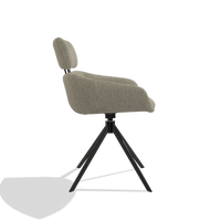 Esszimmerstuhl Cyril 6609 in Stoff Rhythm 10 (Salbeigrün), Drehfuß in Schwarz, Seitenansicht