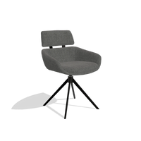 Eetkamerstoel Cyril 6609 in stof San Remo 800 (antraciet), draaivoet in zwart, schuin vooraanzicht