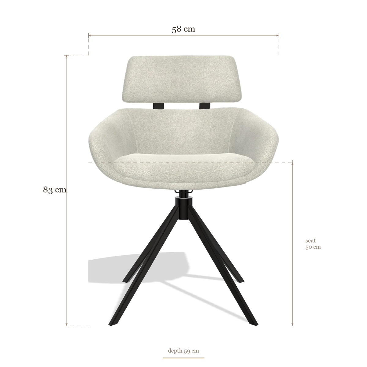 Sedia da pranzo Cyril 6609, dimensioni 58 x 59 x 83 cm