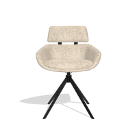 Eetkamerstoel Cyril 6609 in stof Venga 214 (lichtgrijs), draaivoet in zwart, vooraanzicht