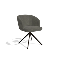 Dining Chair Elise 6612 in Adore 156 fabric (dark grey), espresso swivel base, angled view
