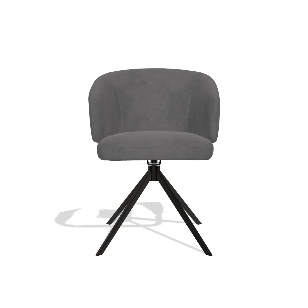 Dining Chair Elise 6612 in Adore 180 fabric (dark grey), black swivel base, front view