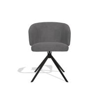 Dining Chair Elise 6612 in Adore 180 fabric (dark grey), black swivel base, front view