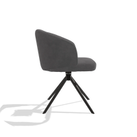 Dining Chair Elise 6612 in Adore 180 fabric (dark grey), black swivel base, side view