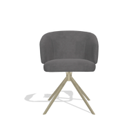 Dining Chair Elise 6612 in Adore 180 fabric (dark grey), champagne swivel base, front view