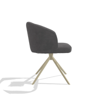 Dining Chair Elise 6612 in Adore 180 fabric (dark grey), champagne swivel base, side view