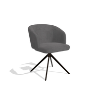 Dining Chair Elise 6612 in Adore 180 fabric (dark grey), espresso swivel base, angled view