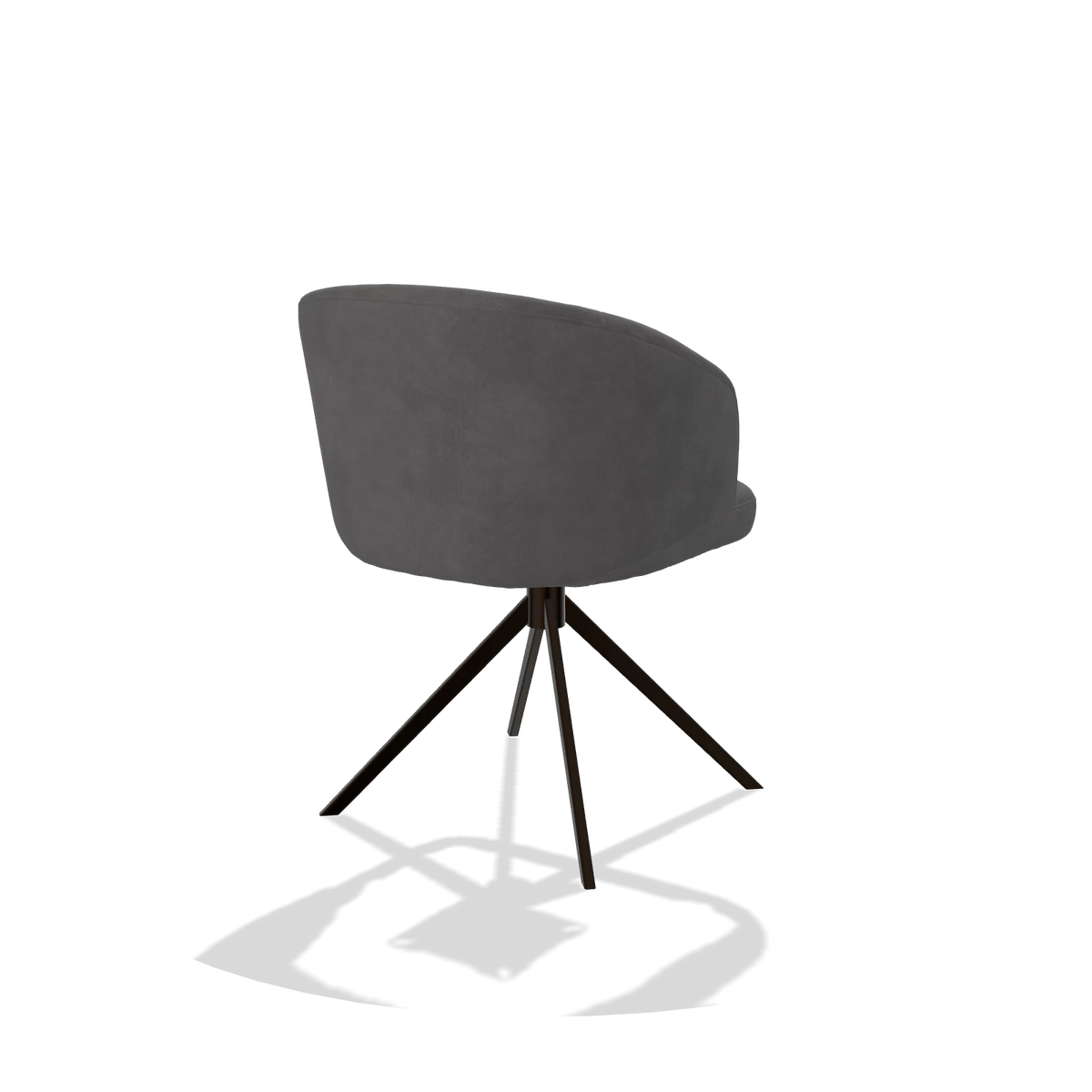 Dining Chair Elise 6612 in Adore 180 fabric (dark grey), espresso swivel base, back angled view