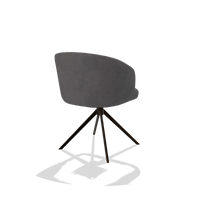 Dining Chair Elise 6612 in Adore 180 fabric (dark grey), espresso swivel base, back angled view