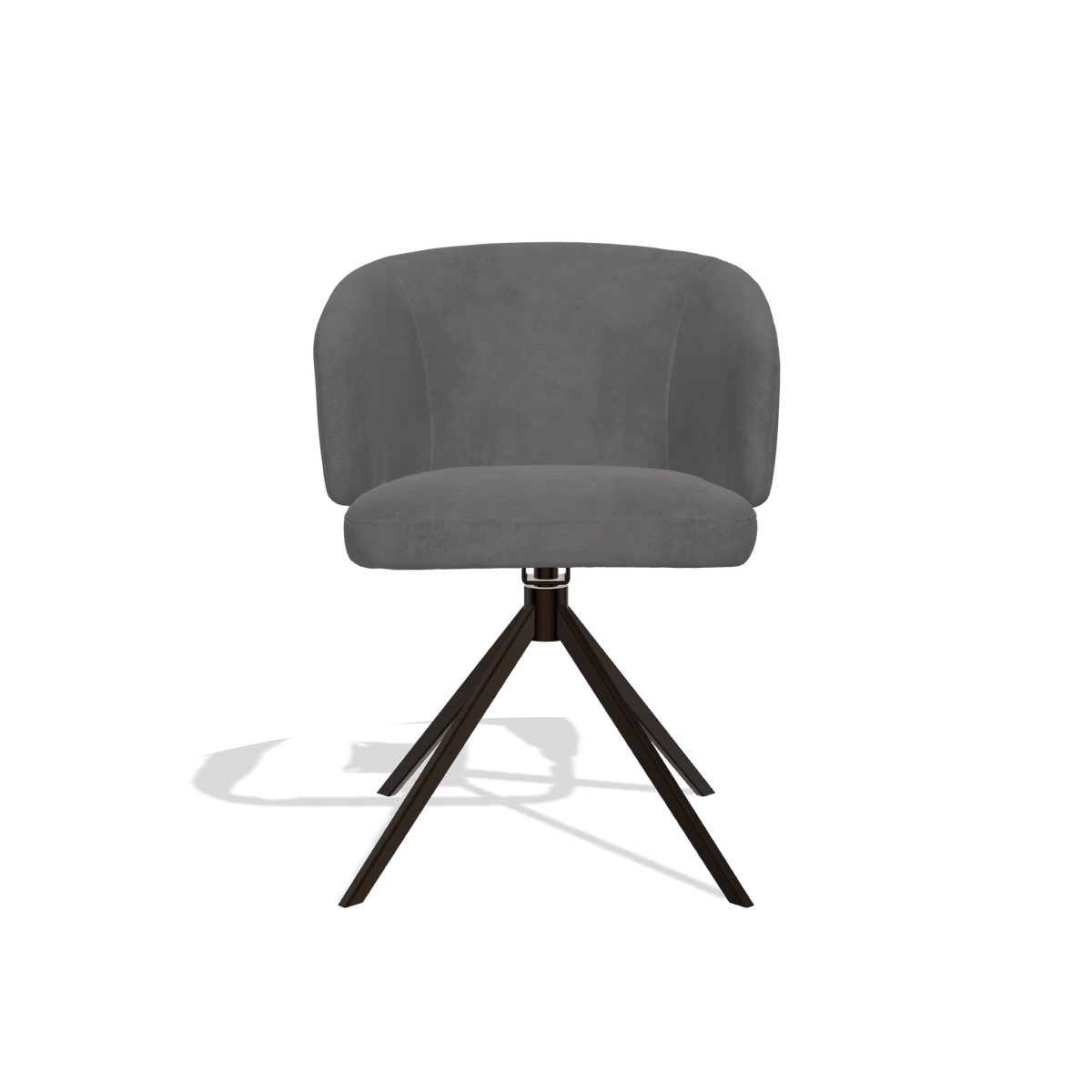 Dining Chair Elise 6612 in Adore 180 fabric (dark grey), espresso swivel base, front view