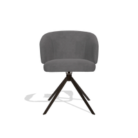 Dining Chair Elise 6612 in Adore 180 fabric (dark grey), espresso swivel base, front view