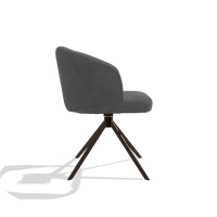 Dining Chair Elise 6612 in Adore 180 fabric (dark grey), espresso swivel base, side view
