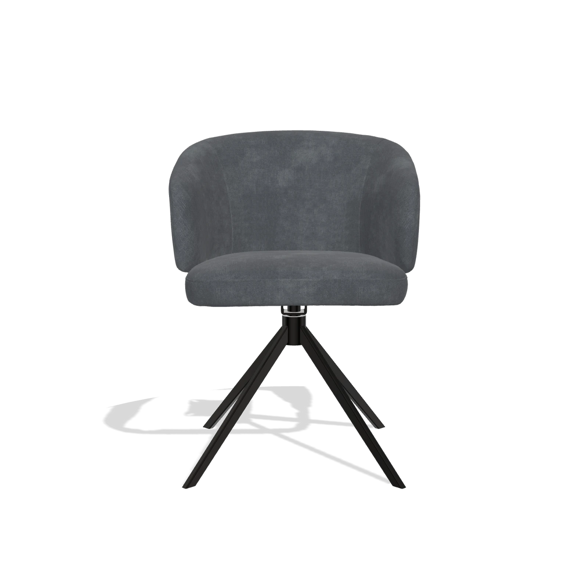 Sedia da pranzo Elise 6612 in tessuto Adore 56 (antracite), base girevole in nero, vista frontale