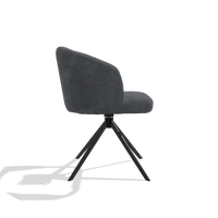 Sedia da pranzo Elise 6612 in tessuto Adore 56 (antracite), base girevole in nero, vista laterale