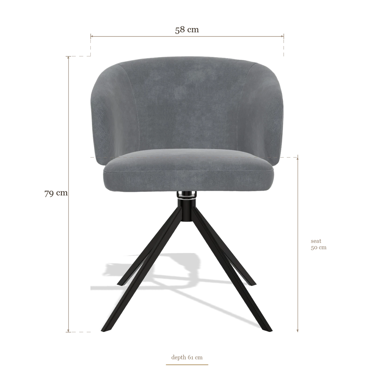 Sedia da pranzo Elise 6612, dimensioni 58 x 61 x 79 cm