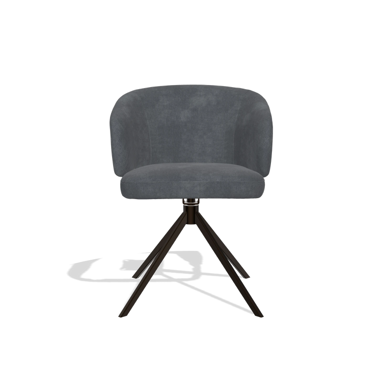 Sedia da pranzo Elise 6612 in tessuto Adore 56 (antracite), base girevole in espresso, vista frontale