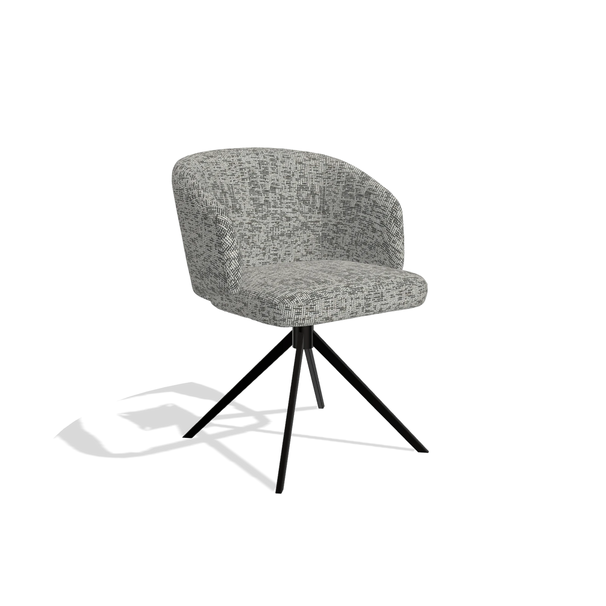Dining Chair Elise 6612 in Be Fine 45 fabric (taupe), black swivel base, angled view