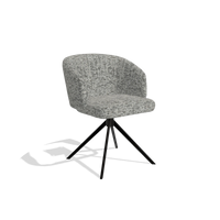 Dining Chair Elise 6612 in Be Fine 45 fabric (taupe), black swivel base, angled view