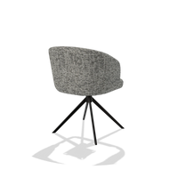 Dining Chair Elise 6612 in Be Fine 45 fabric (taupe), black swivel base, back angled view