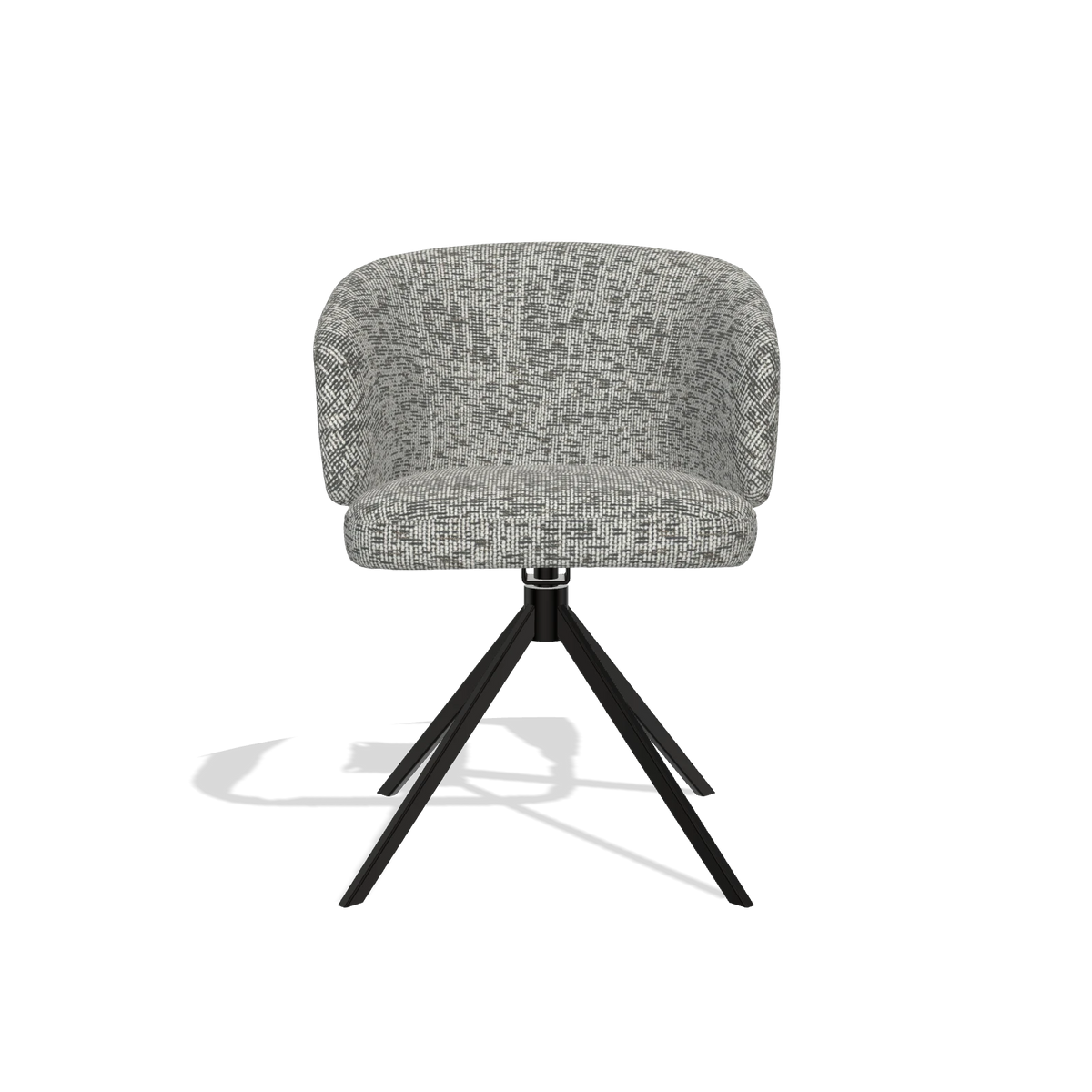 Dining Chair Elise 6612 in Be Fine 45 fabric (taupe), black swivel base, front view