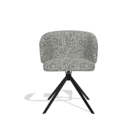 Dining Chair Elise 6612 in Be Fine 45 fabric (taupe), black swivel base, front view