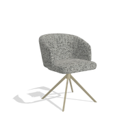 Dining Chair Elise 6612 in Be Fine 45 fabric (taupe), champagne swivel base, angled view