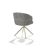 Dining Chair Elise 6612 in Be Fine 45 fabric (taupe), champagne swivel base, back angled view