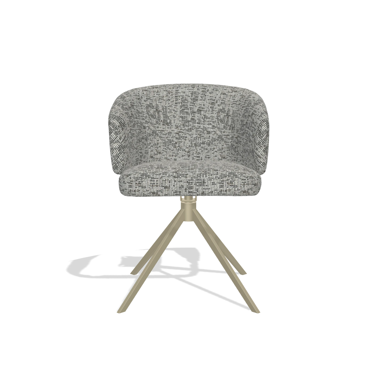 Dining Chair Elise 6612 in Be Fine 45 fabric (taupe), champagne swivel base, front view