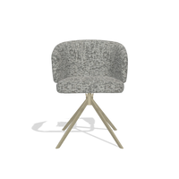 Dining Chair Elise 6612 in Be Fine 45 fabric (taupe), champagne swivel base, front view