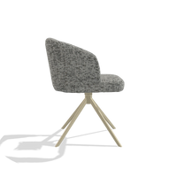 Dining Chair Elise 6612 in Be Fine 45 fabric (taupe), champagne swivel base, side view