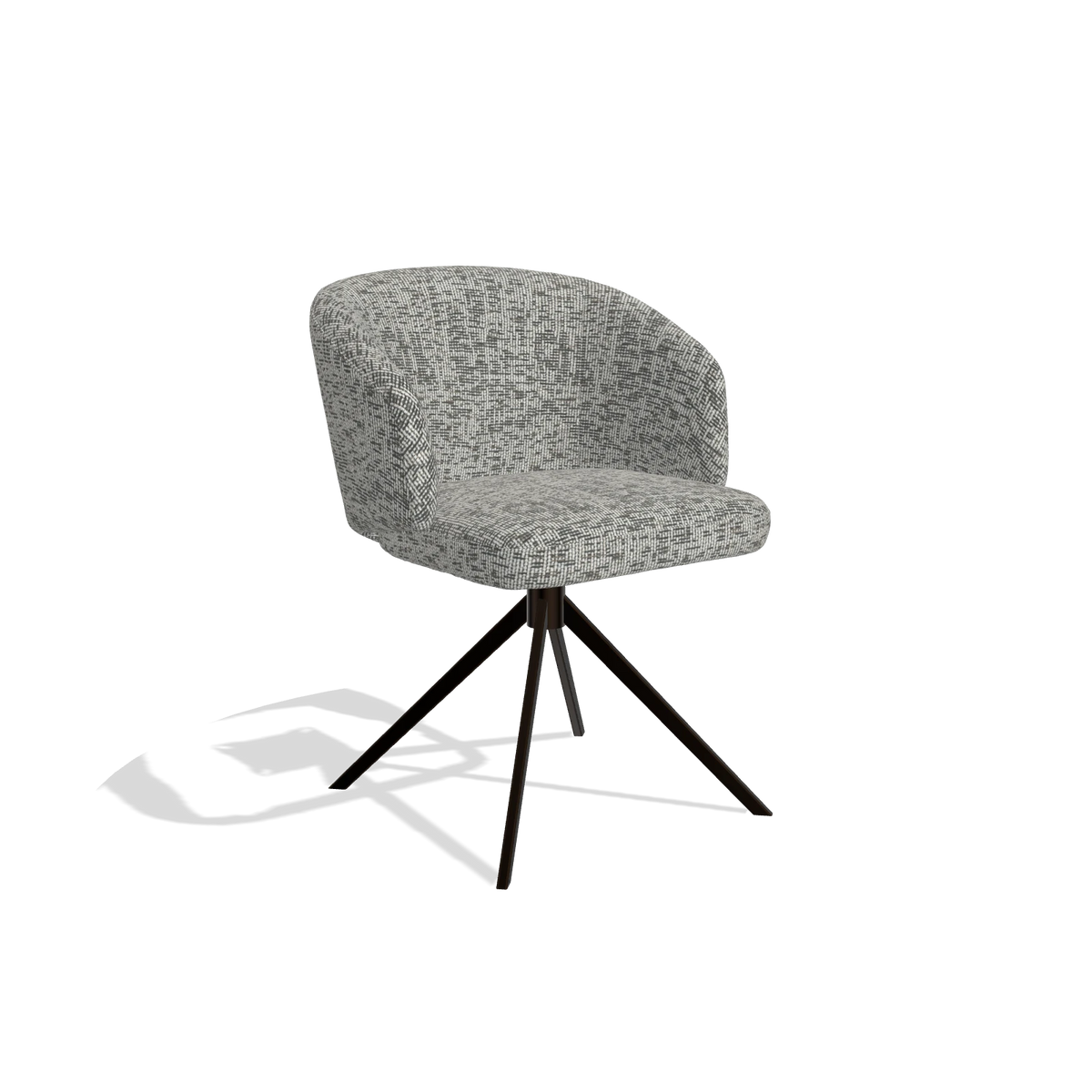 Dining Chair Elise 6612 in Be Fine 45 fabric (taupe), espresso swivel base, angled view