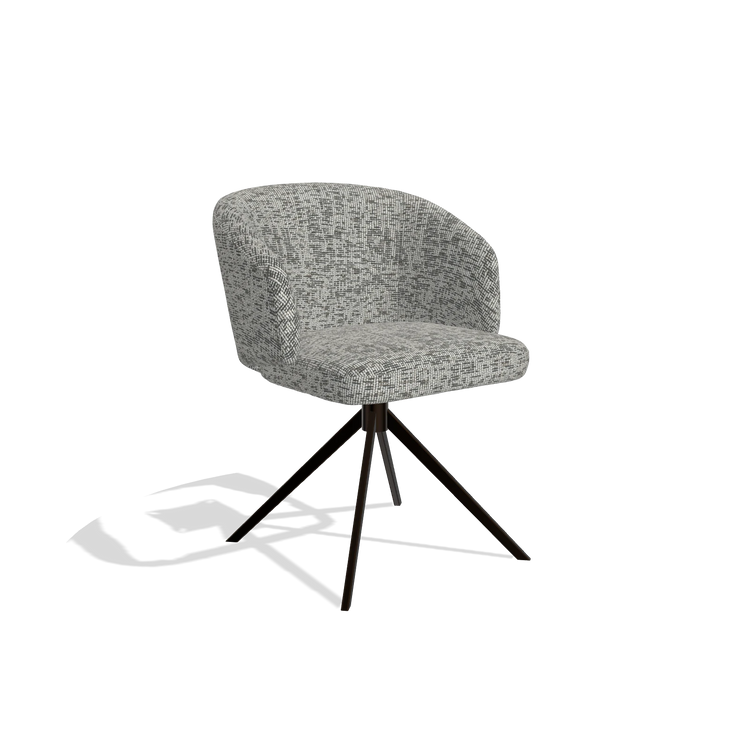 Dining Chair Elise 6612 in Be Fine 45 fabric (taupe), espresso swivel base, angled view
