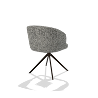 Dining Chair Elise 6612 in Be Fine 45 fabric (taupe), espresso swivel base, back angled view
