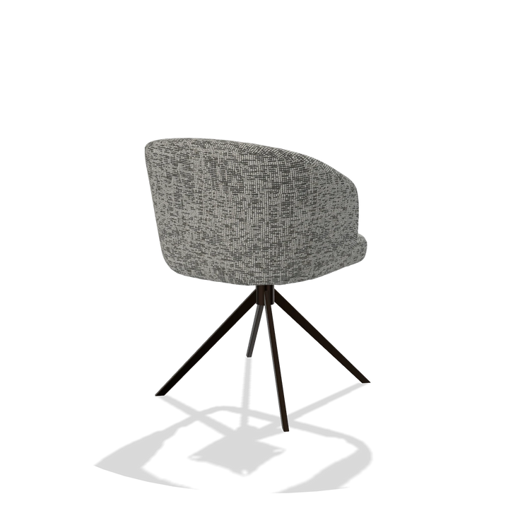 Dining Chair Elise 6612 in Be Fine 45 fabric (taupe), espresso swivel base, back angled view