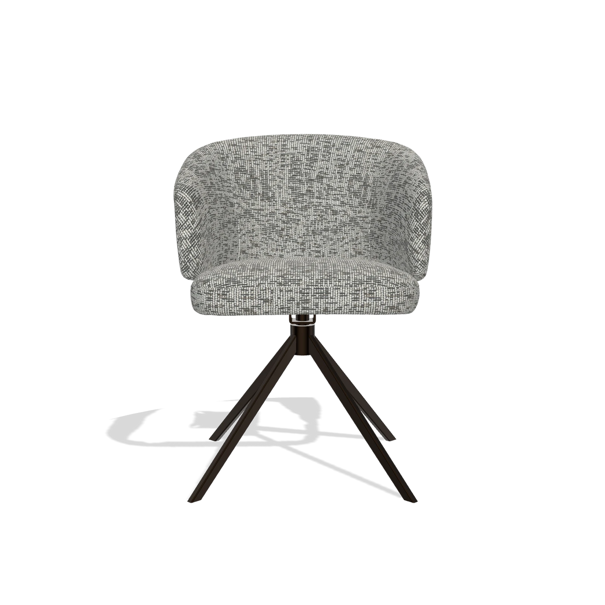 Dining Chair Elise 6612 in Be Fine 45 fabric (taupe), espresso swivel base, front view
