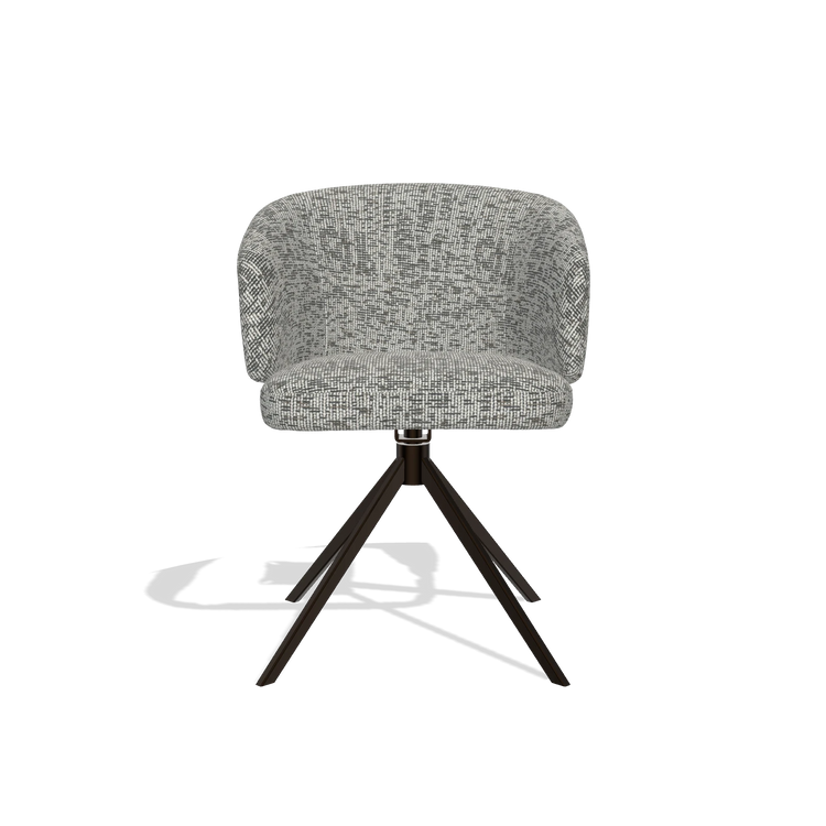Dining Chair Elise 6612 in Be Fine 45 fabric (taupe), espresso swivel base, front view
