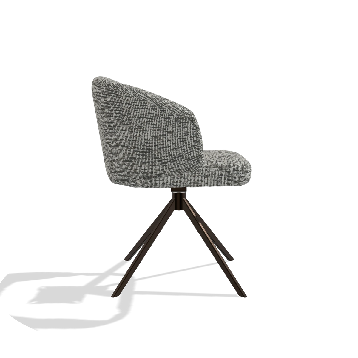 Dining Chair Elise 6612 in Be Fine 45 fabric (taupe), espresso swivel base, side view