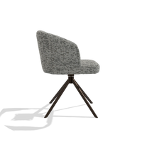 Dining Chair Elise 6612 in Be Fine 45 fabric (taupe), espresso swivel base, side view
