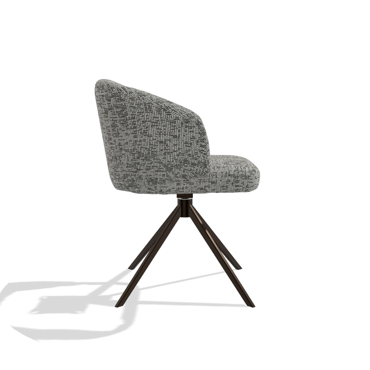 Dining Chair Elise 6612 in Be Fine 45 fabric (taupe), espresso swivel base, side view