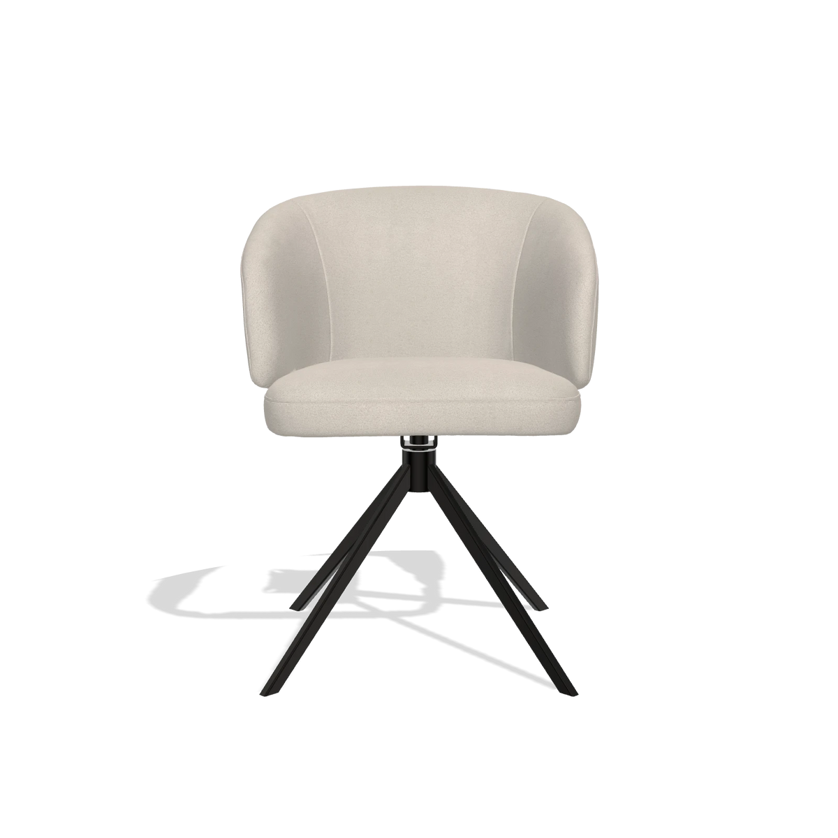 Sedia da pranzo Elise 6612 in tessuto Boogie 02 (grigio chiaro), base girevole in nero, vista frontale