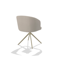 Sedia da pranzo Elise 6612 in tessuto Boogie 02 (grigio chiaro), base girevole in champagne, vista posteriore angolata