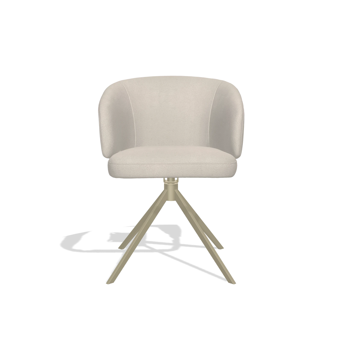 Sedia da pranzo Elise 6612 in tessuto Boogie 02 (grigio chiaro), base girevole in champagne, vista frontale