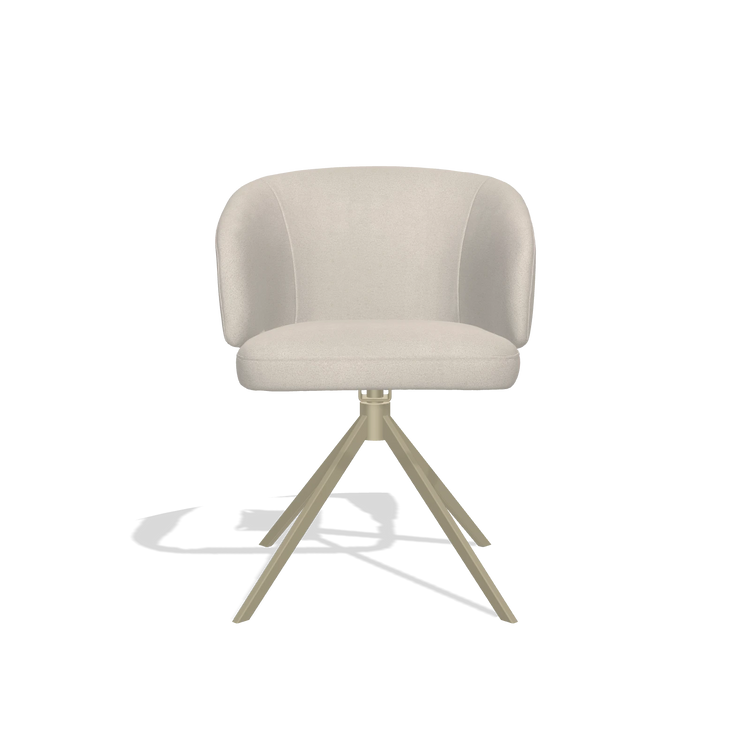 Sedia da pranzo Elise 6612 in tessuto Boogie 02 (grigio chiaro), base girevole in champagne, vista frontale