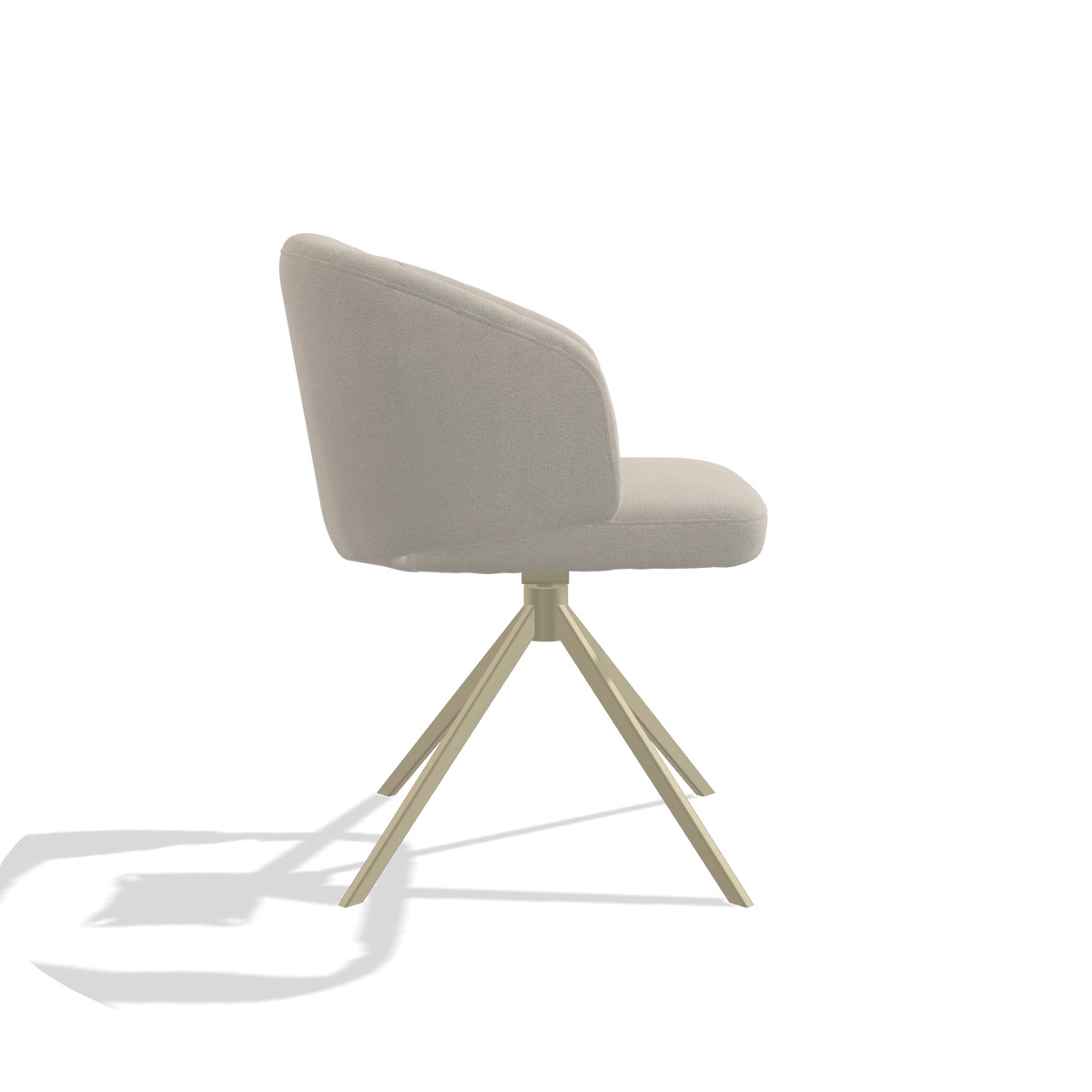 Sedia da pranzo Elise 6612 in tessuto Boogie 02 (grigio chiaro), base girevole in champagne, vista laterale