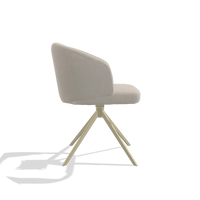 Sedia da pranzo Elise 6612 in tessuto Boogie 02 (grigio chiaro), base girevole in champagne, vista laterale