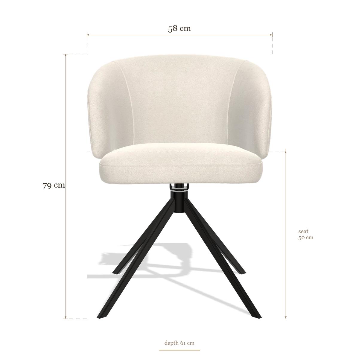 Sedia da pranzo Elise 6612, dimensioni 58 x 61 x 79 cm